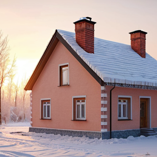 **

*   **Prompt:** A cozy, snow-covered countryside house in the Moscow suburbs (-20 degrees Celsius outside). The house is built with light-colored thermal insulation bricks. Warm light shines from the windows. Emphasis on the thermal efficiency and comfort. Maybe show steam gently rising from the chimney. Winter landscape background.

**
