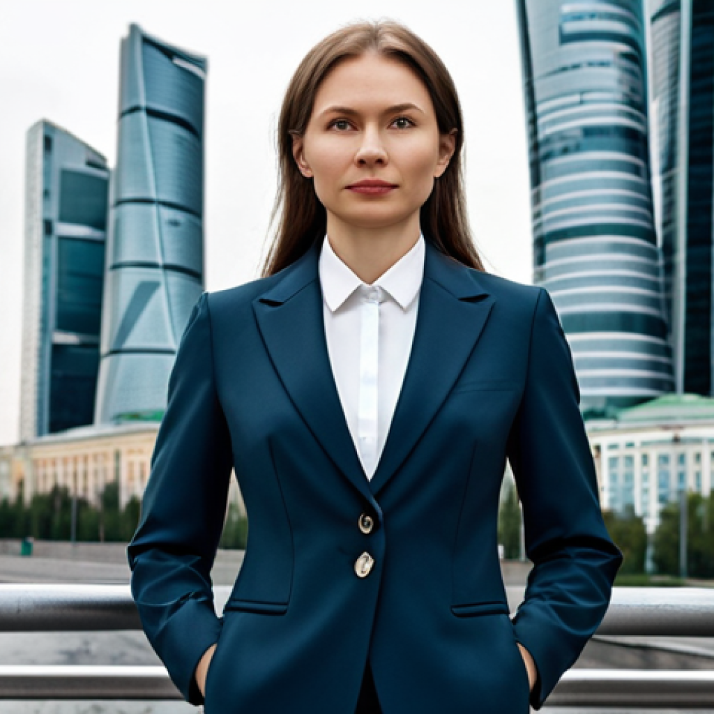 자동문 센서 종류 - **
"A professional woman in a tailored business suit, standing confidently in front of the Moscow C...