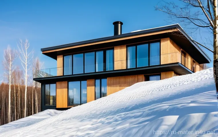 건설 자재 리스트 - A modern, energy-efficient family home designed for the Russian climate, nestled on a gentle hill am...