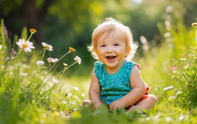 건축 자재 가격 비교 - **Prompt:** A heartwarming scene of a cheerful toddler, approximately 2 years old, happily playing i...