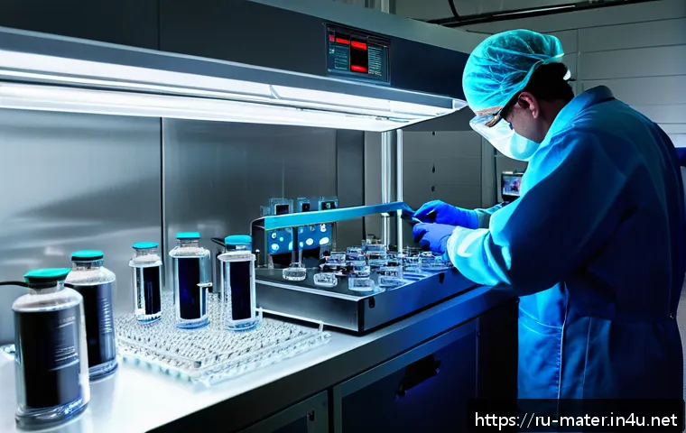 방열 페인트 효과 테스트 - A high-tech industrial laboratory scene showing a scientist conducting heat resistance testing on he...