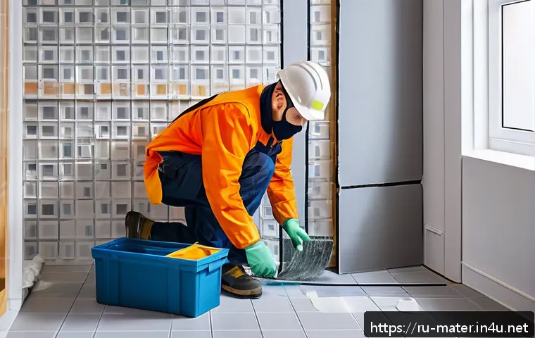 방수 시트와 액체 방수제 비교 - A detailed cross-sectional illustration of a residential bathroom wall under renovation, showing the...